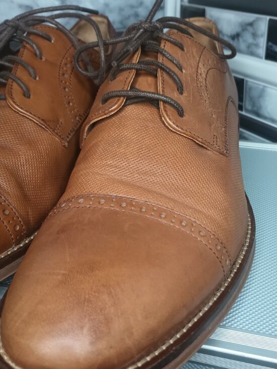 Johnston & Murphy Melton Mens US 10.5 Dress Shoes Tan Calf Skin Leather Cap Toe main image 8
